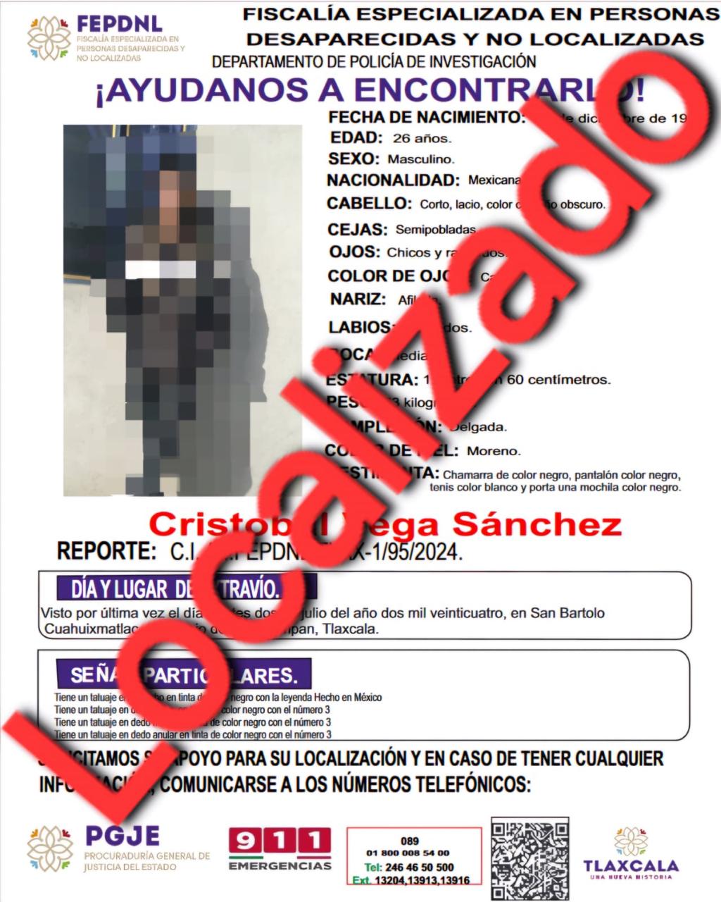 Presenta Policía de Investigación ante ministerio público a hombre reportado como no localizado: PGJE